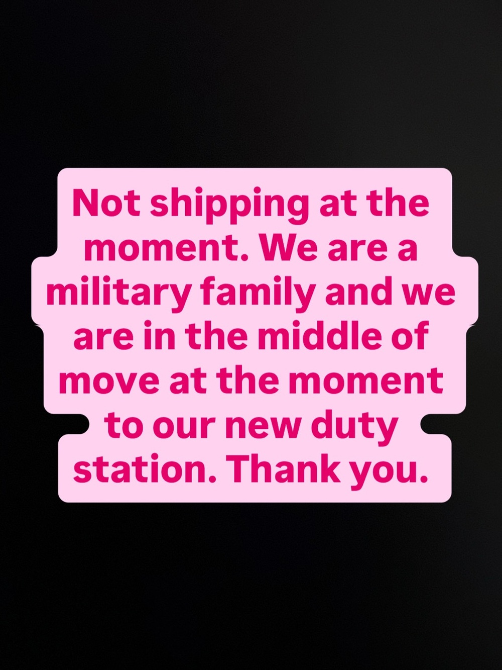 Pink Text Sticker on Black Background
